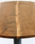Modern Round Walnut Pub Table with Black Steel Legs | Bar or Standard Height