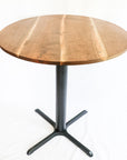 Modern Round Walnut Pub Table with Black Steel Legs | Bar or Standard Height