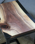 Black Epoxy Walnut River Side C Table - Hazel Oak Farms Handmade Furniture in Iowa, USA