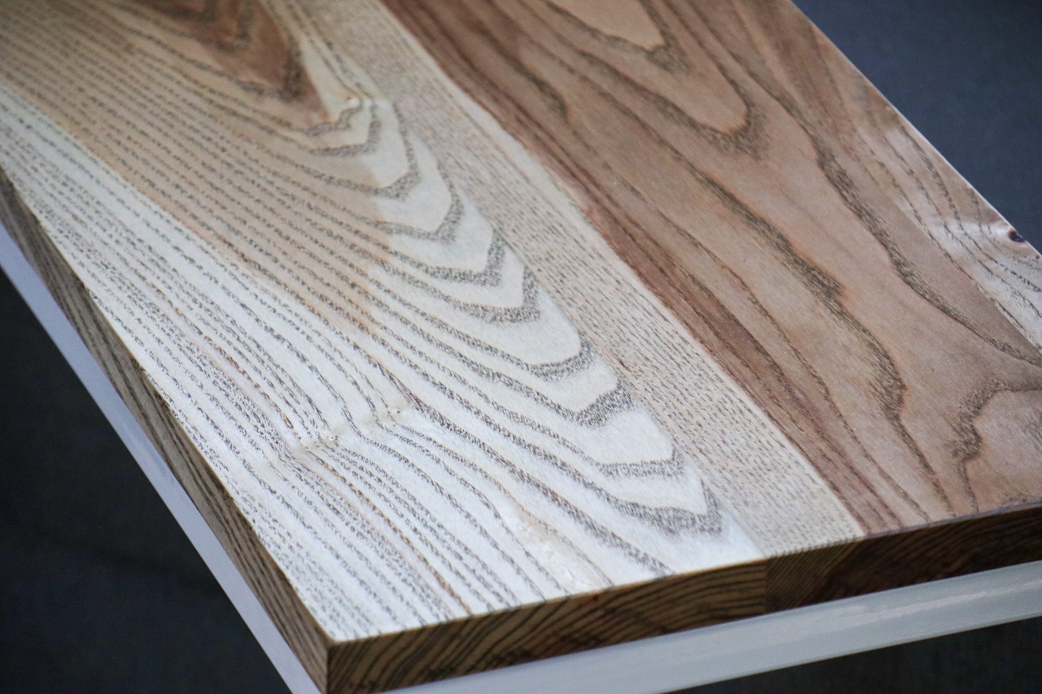 Solid Ash Wood & White Metal C Table with Walnut Stain
