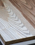 Solid Ash Wood & White Metal C Table with Walnut Stain