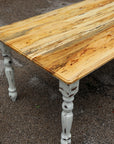 Spalted Maple Farmhouse Dining Table with White-Distressed Paint - Hazel Oak Farms