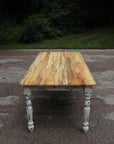 Spalted Maple Farmhouse Dining Table with White-Distressed Paint - Hazel Oak Farms