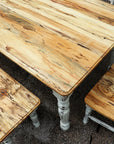 Spalted Maple Farmhouse Dining Table with White-Distressed Paint - Hazel Oak Farms