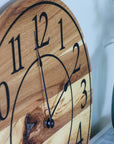 Solid Hickory Wood Wall Clock with Numbers and Lines - Hazel Oak Farms