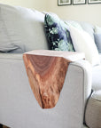 walnut wood sofa armrest table Handmade Furniture in Iowa