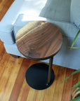 Medium Live-Edge Walnut, Round Industrial Side Table