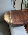 Medium Live-Edge Walnut, Round Industrial Side Table