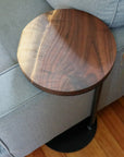 Medium Live-Edge Walnut, Round Industrial Side Table