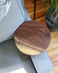 Medium Live-Edge Walnut, Round Industrial Side Table - Hazel Oak Farms