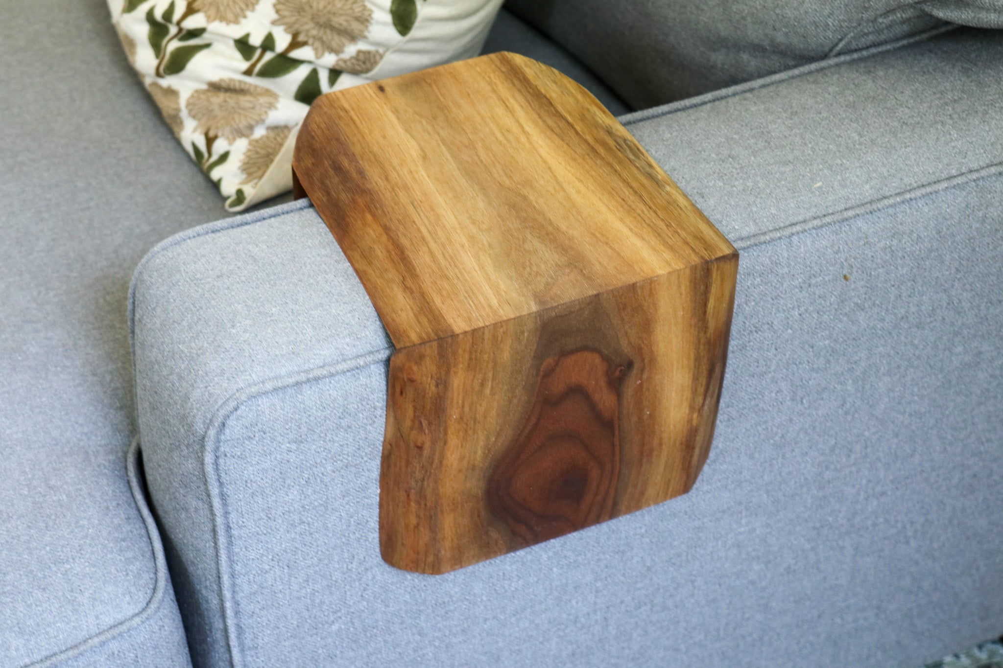 Live Edge 6" Walnut Wood Armrest Table (in stock) - Hazel Oak Farms