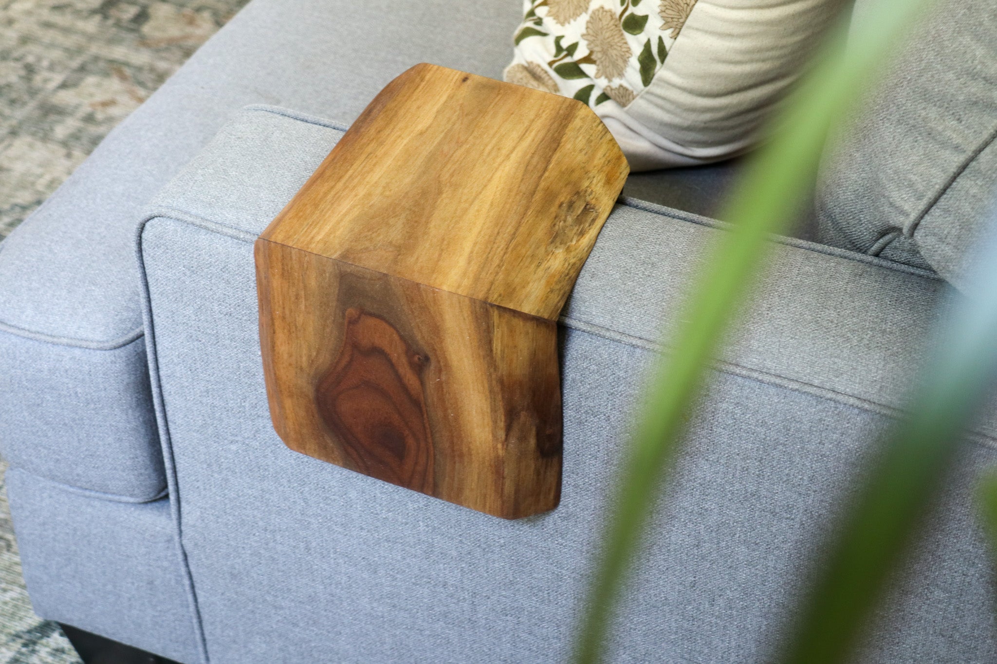 Live Edge 6" Walnut Wood Armrest Table (in stock) - Hazel Oak Farms