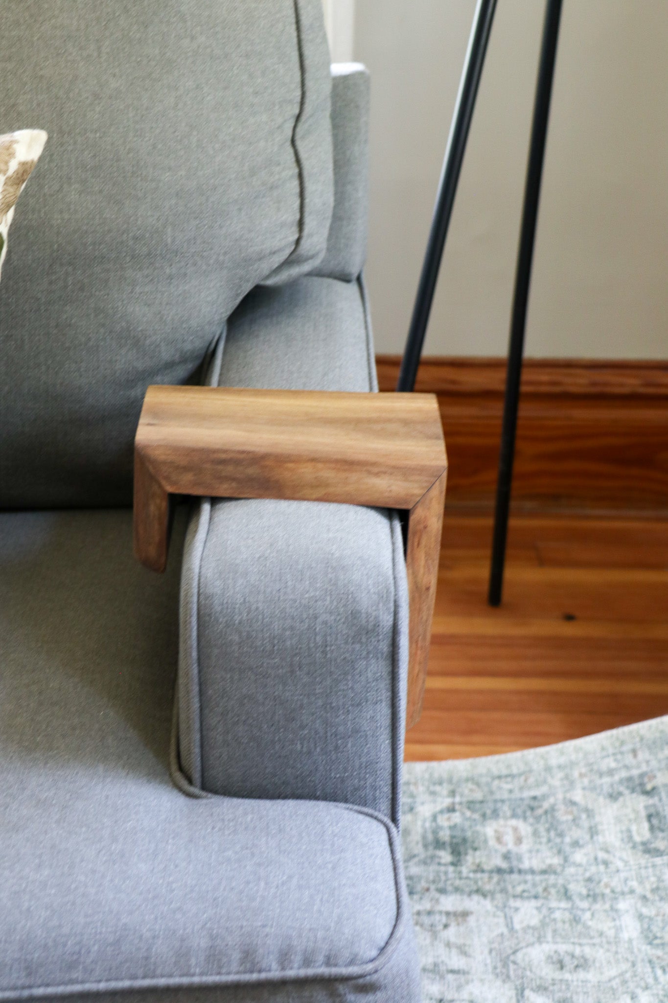 Live Edge 6" Walnut Wood Armrest Table (in stock) - Hazel Oak Farms