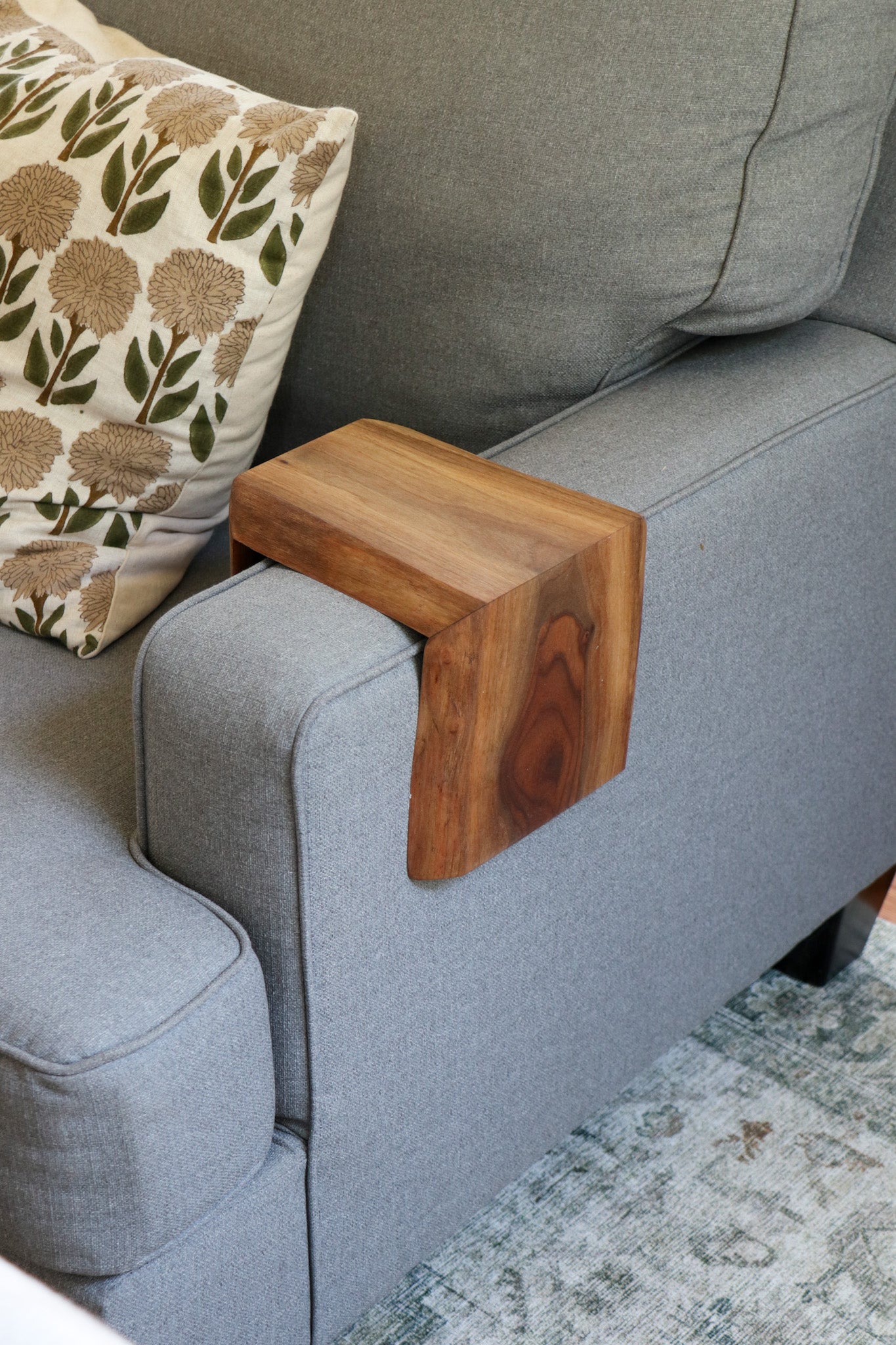 Live Edge 6" Walnut Wood Armrest Table (in stock) - Hazel Oak Farms