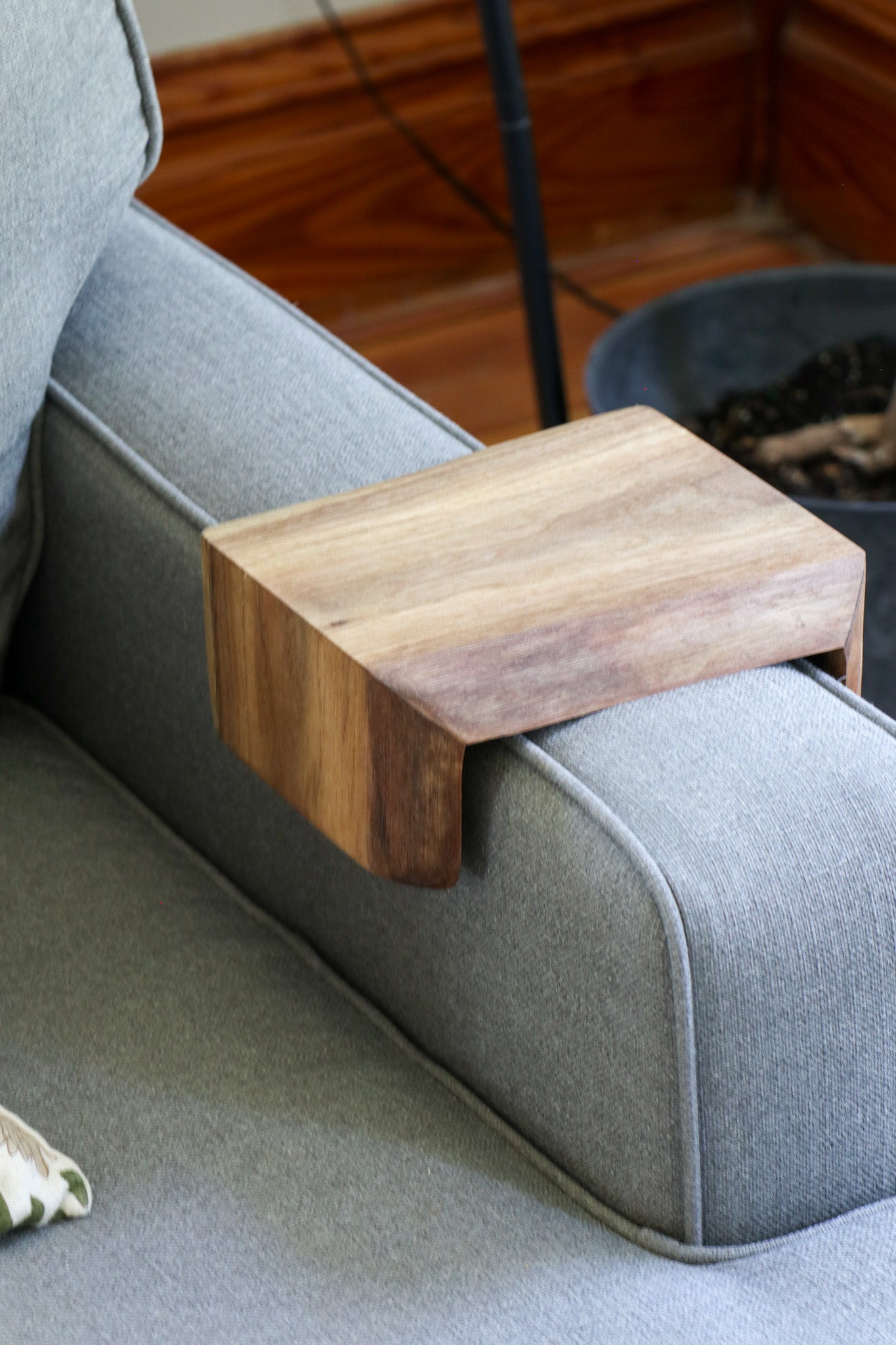 Live Edge 6" Walnut Wood Armrest Table (in stock) - Hazel Oak Farms