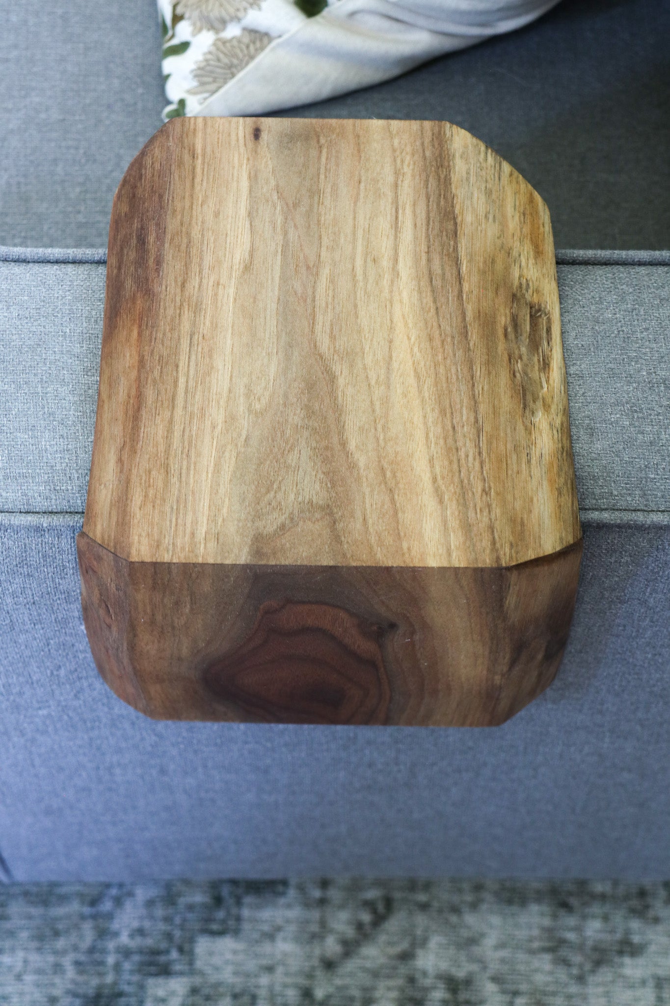 Live Edge 6" Walnut Wood Armrest Table (in stock) - Hazel Oak Farms