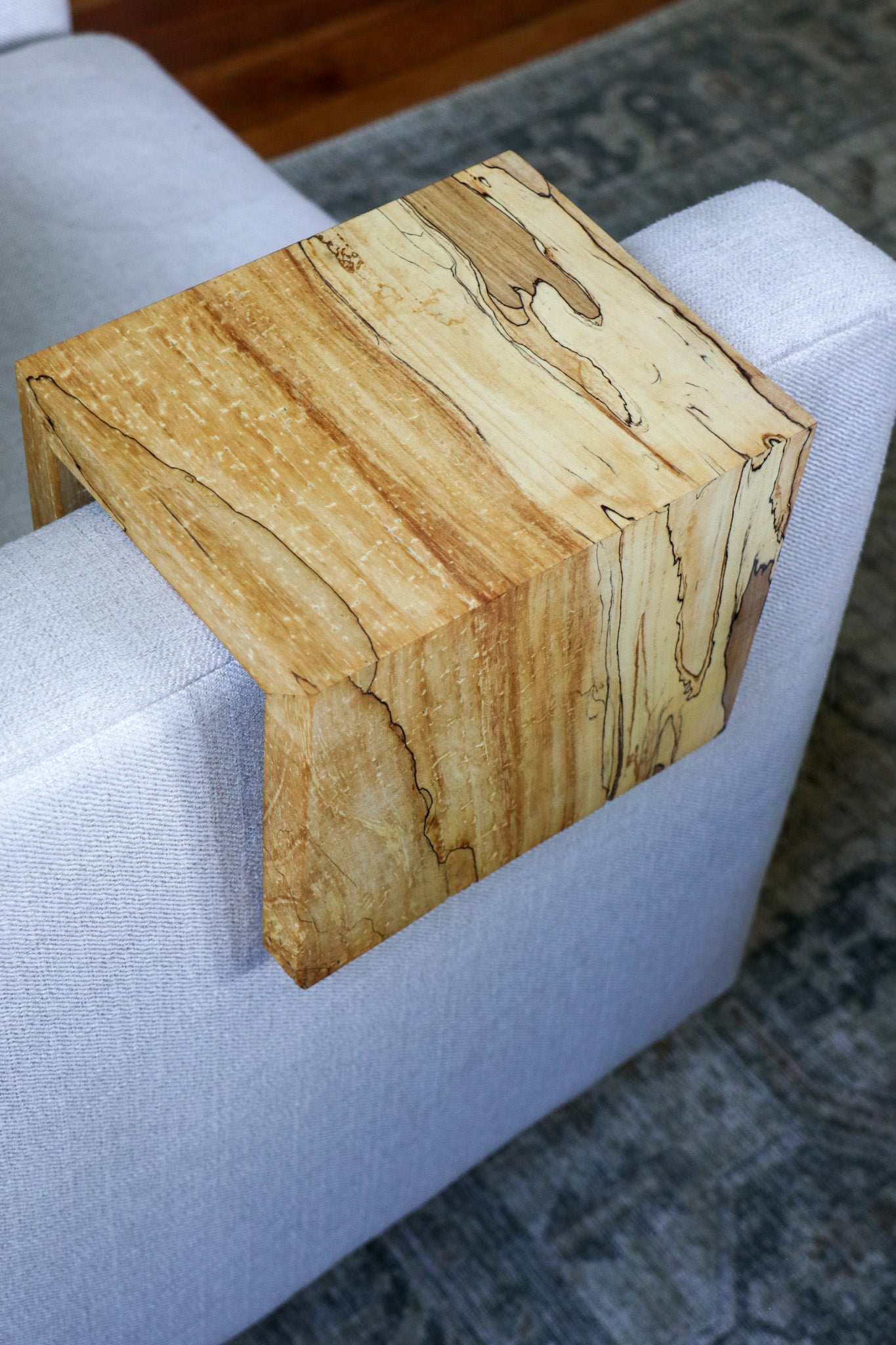 Solid 5" Spalted Maple Sofa Armrest Table (in stock) - Hazel Oak Farms