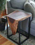 Live Edge Walnut Waterfall Cube Side Table - Hazel Oak Farms