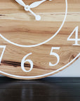 Solid Hickory Wood Wall Clock with Numbers and Lines