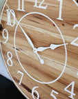 Solid Hickory Wood Wall Clock with Numbers and Lines