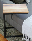 Hickory Wood and Metal Industrial Side C Table - Hazel Oak Farms Handmade Furniture in Iowa, USA
