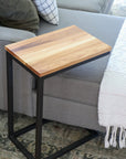 Hickory Wood and Metal Industrial Side C Table - Hazel Oak Farms Handmade Furniture in Iowa, USA