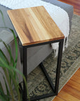 Hickory Wood and Metal Industrial Side C Table - Hazel Oak Farms Handmade Furniture in Iowa, USA