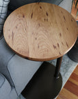 Large Cherry Wood Round Industrial Side Table - Hazel Oak Farms Handmade Furniture in Iowa, USA