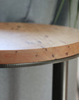 Large Cherry Wood Round Industrial Side Table - Hazel Oak Farms Handmade Furniture in Iowa, USA
