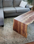 Solid Walnut Wood Double Waterfall Ottoman Coffee Table - Hazel Oak Farms