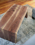 Solid Walnut Wood Double Waterfall Ottoman Coffee Table - Hazel Oak Farms