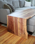 Solid Walnut Wood Double Waterfall Ottoman Coffee Table - Hazel Oak Farms