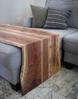 Solid Walnut Wood Double Waterfall Ottoman Coffee Table - Hazel Oak Farms