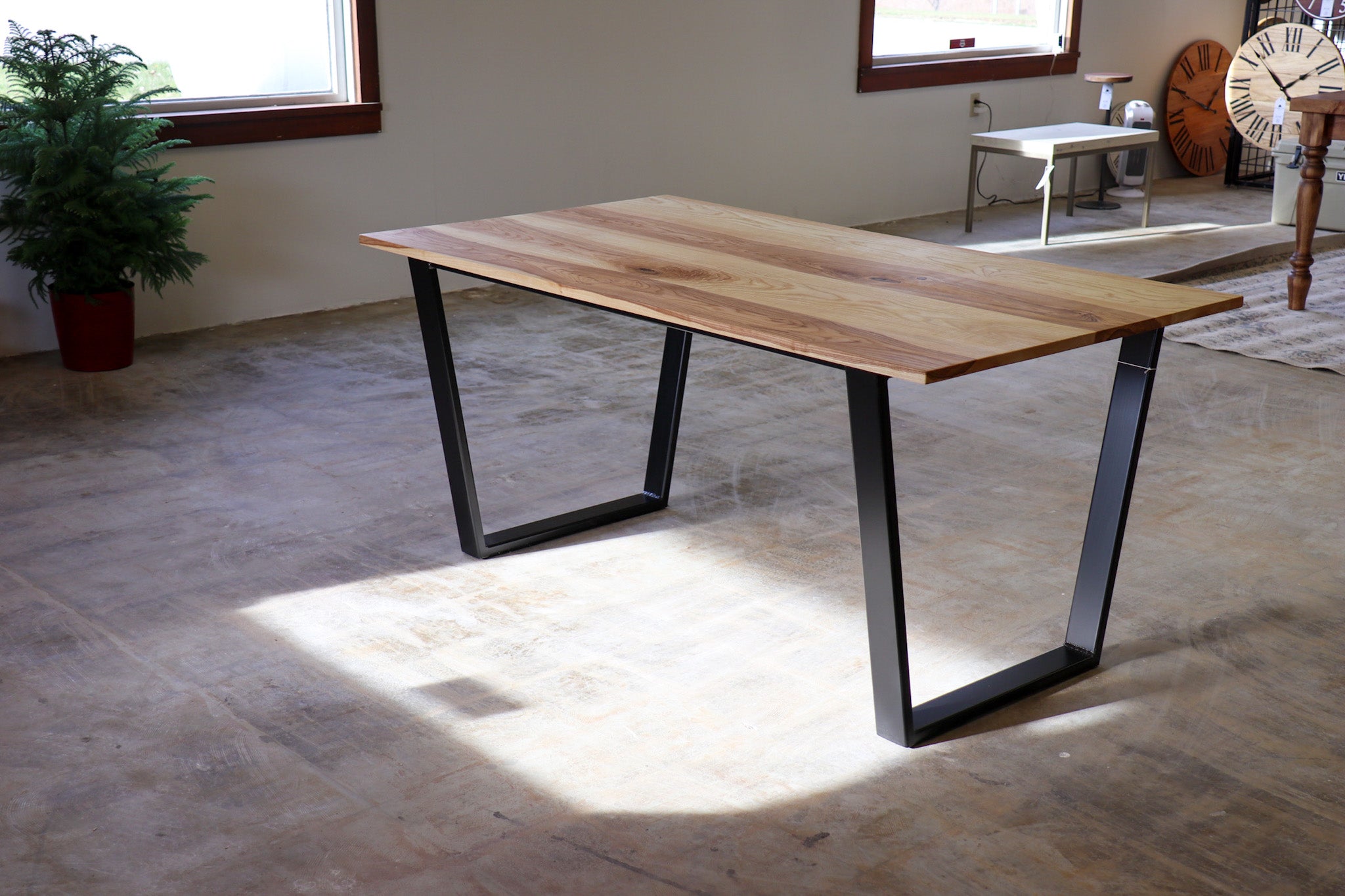 Modern Ash Dining Table with Black Steel Tapered Legs (in stock) - Hazel Oak Farms