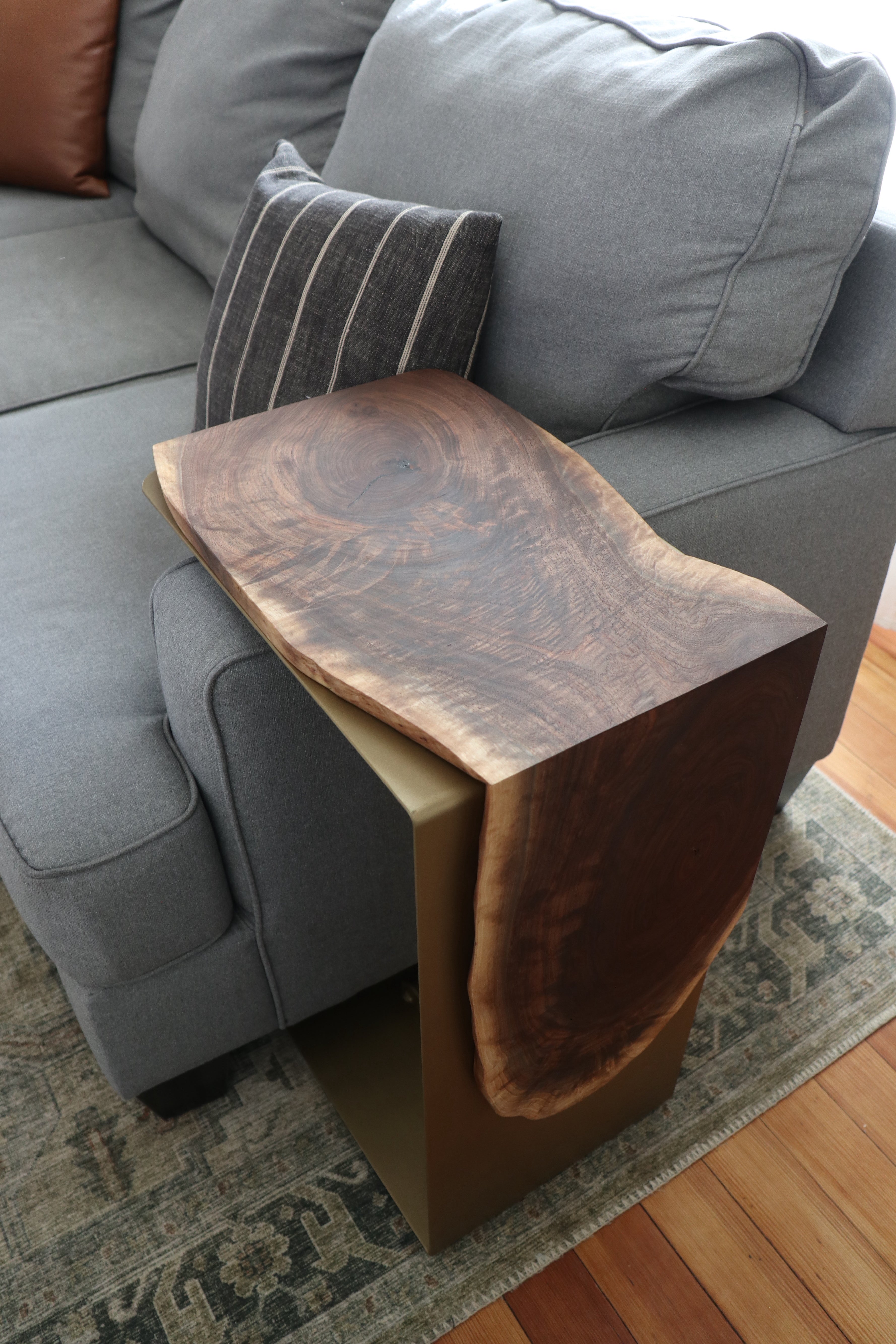 Live-Edge Walnut Waterfall Plate C-Table (in stock) - Hazel Oak Farms