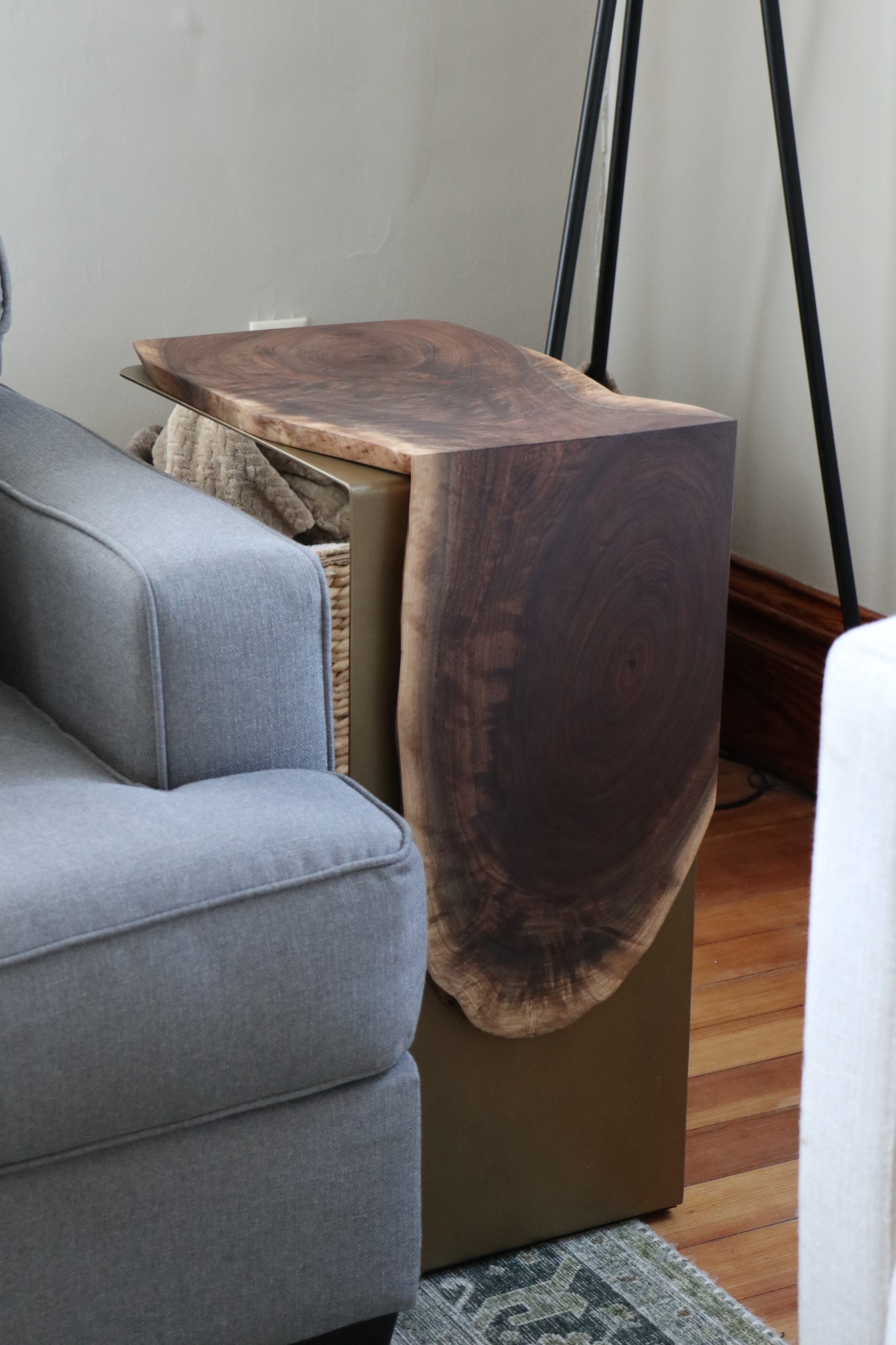 Live-Edge Walnut Waterfall Plate C-Table (in stock) - Hazel Oak Farms