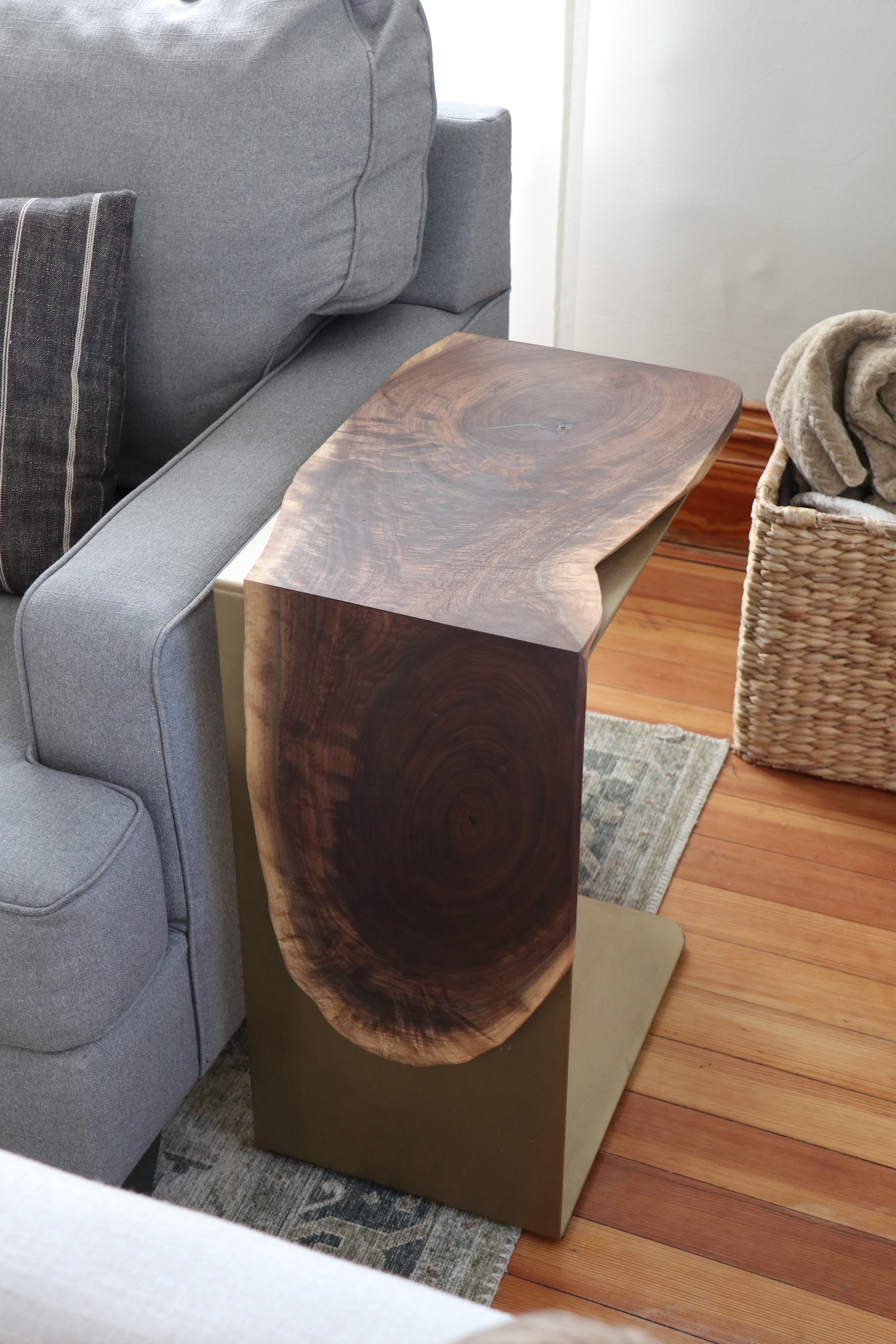 Live-Edge Walnut Waterfall Plate C-Table (in stock) - Hazel Oak Farms