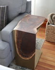 Live-Edge Walnut Waterfall Plate C-Table (in stock) - Hazel Oak Farms
