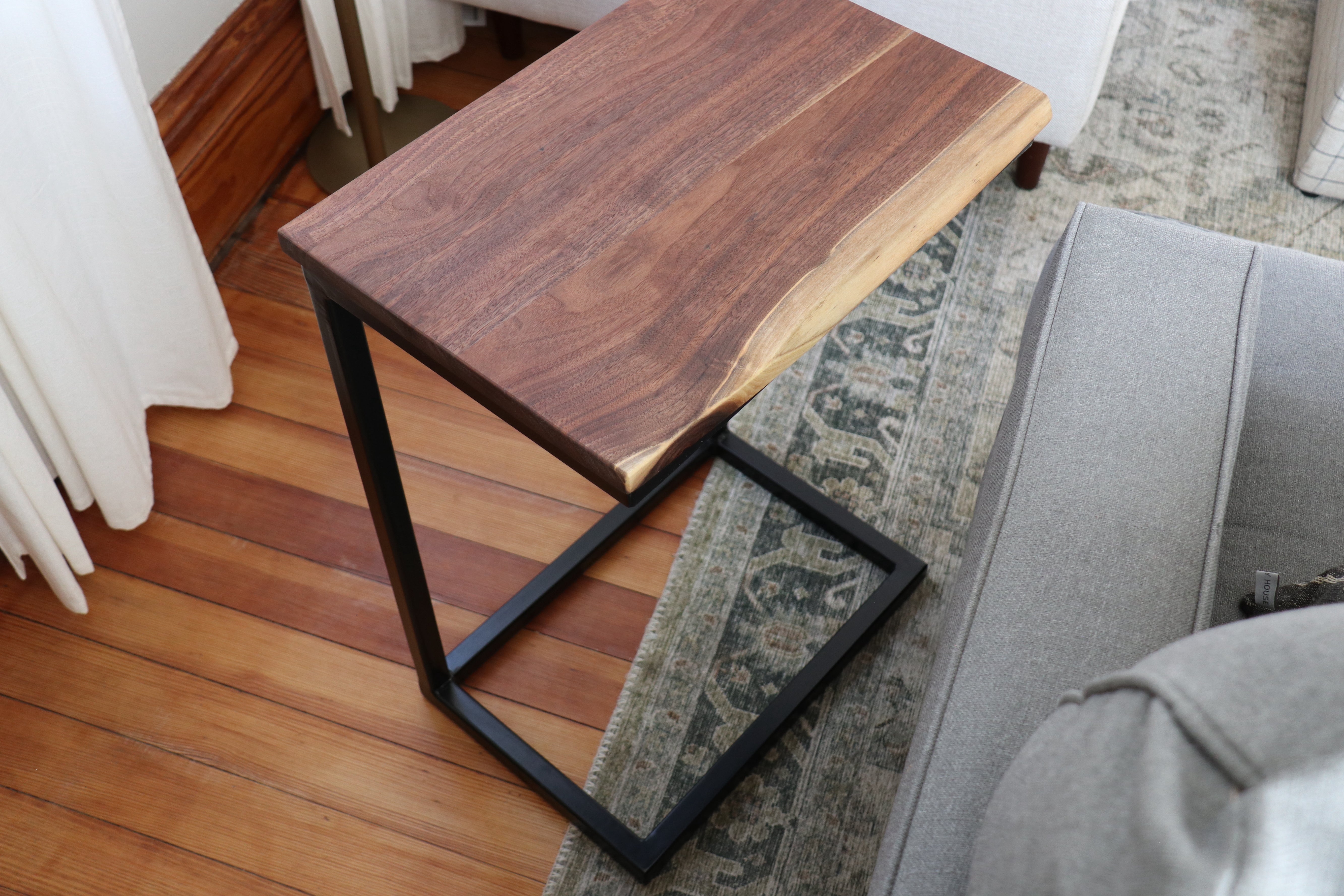 Live Edge Walnut Computer Side Table (in stock) - Hazel Oak Farms