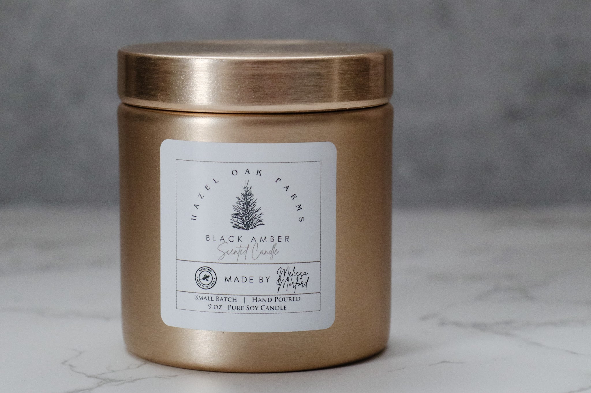 Black Amber - Melissa's Pure Soy Candles (in stock) - Hazel Oak Farms