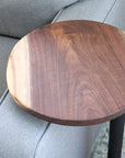 Medium Live-Edge Walnut, Round Industrial Side Table - Hazel Oak Farms