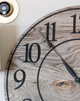Large Brown Stained Hackberry Wall Clock with Black Numbers - Hazel Oak Farms Handmade Furniture in Iowa, USA