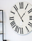 Simple 42" Farmhouse Style Large White Distressed Wall Clock with Black Roman Numerals (in stock) - Hazel Oak Farms