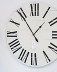 Simple 42" Farmhouse Style Large White Distressed Wall Clock with Black Roman Numerals (in stock) - Hazel Oak Farms