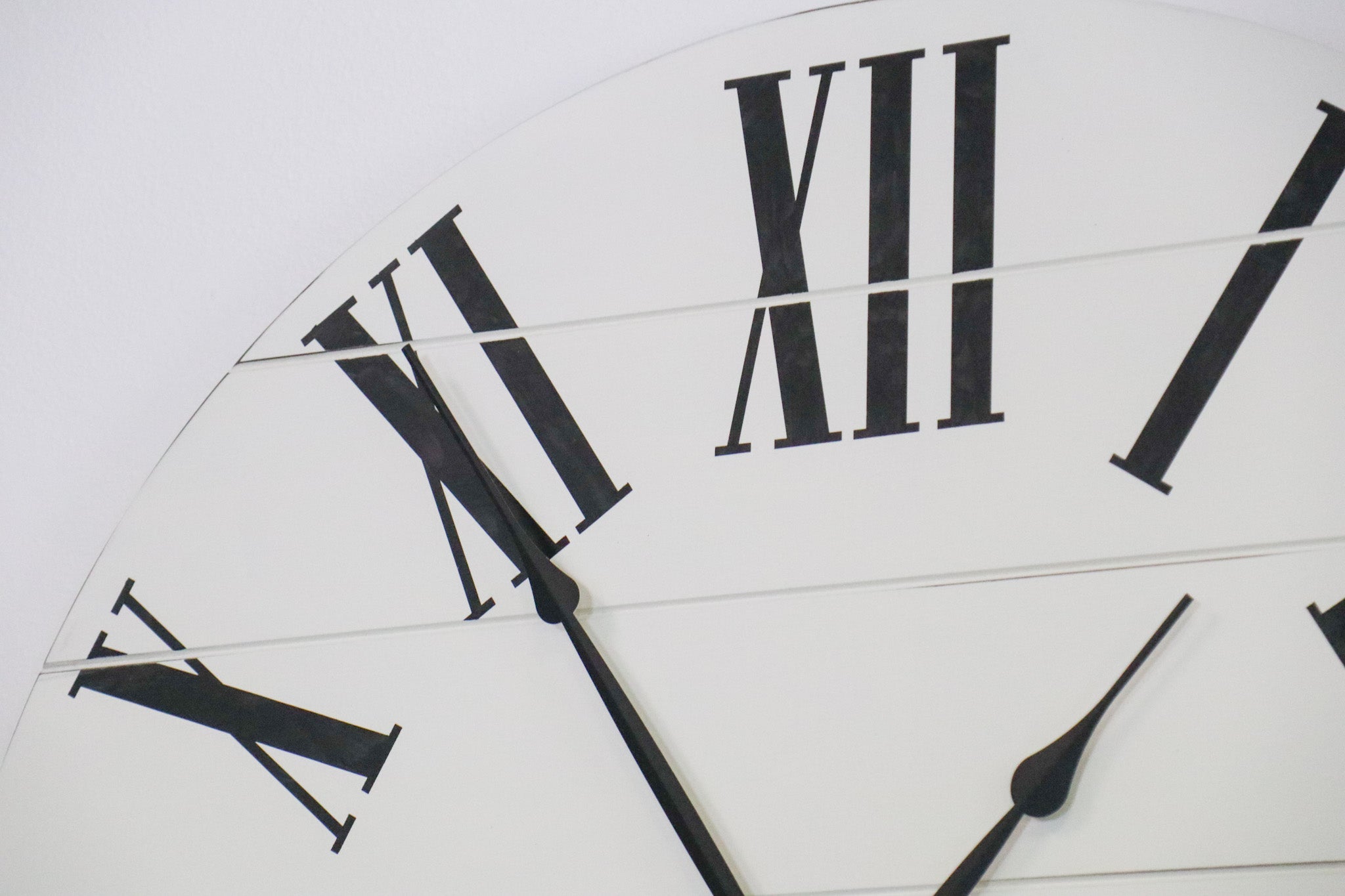 Simple 42" Farmhouse Style Large White Distressed Wall Clock with Black Roman Numerals (in stock) - Hazel Oak Farms