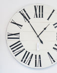 Simple 42" Farmhouse Style Large White Distressed Wall Clock with Black Roman Numerals (in stock) - Hazel Oak Farms