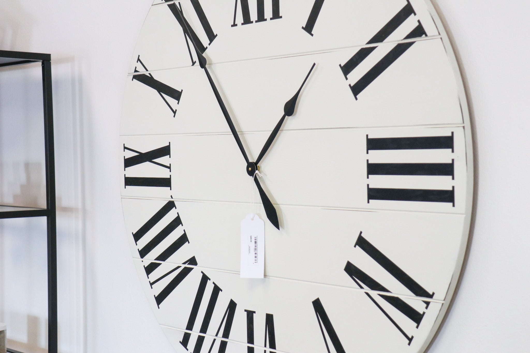 Simple 42" Farmhouse Style Large White Distressed Wall Clock with Black Roman Numerals (in stock) - Hazel Oak Farms