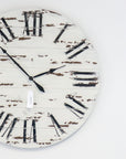 42" Farmhouse Style Large White Distressed Wall Clock with Black Roman Numerals (in stock) - Hazel Oak Farms