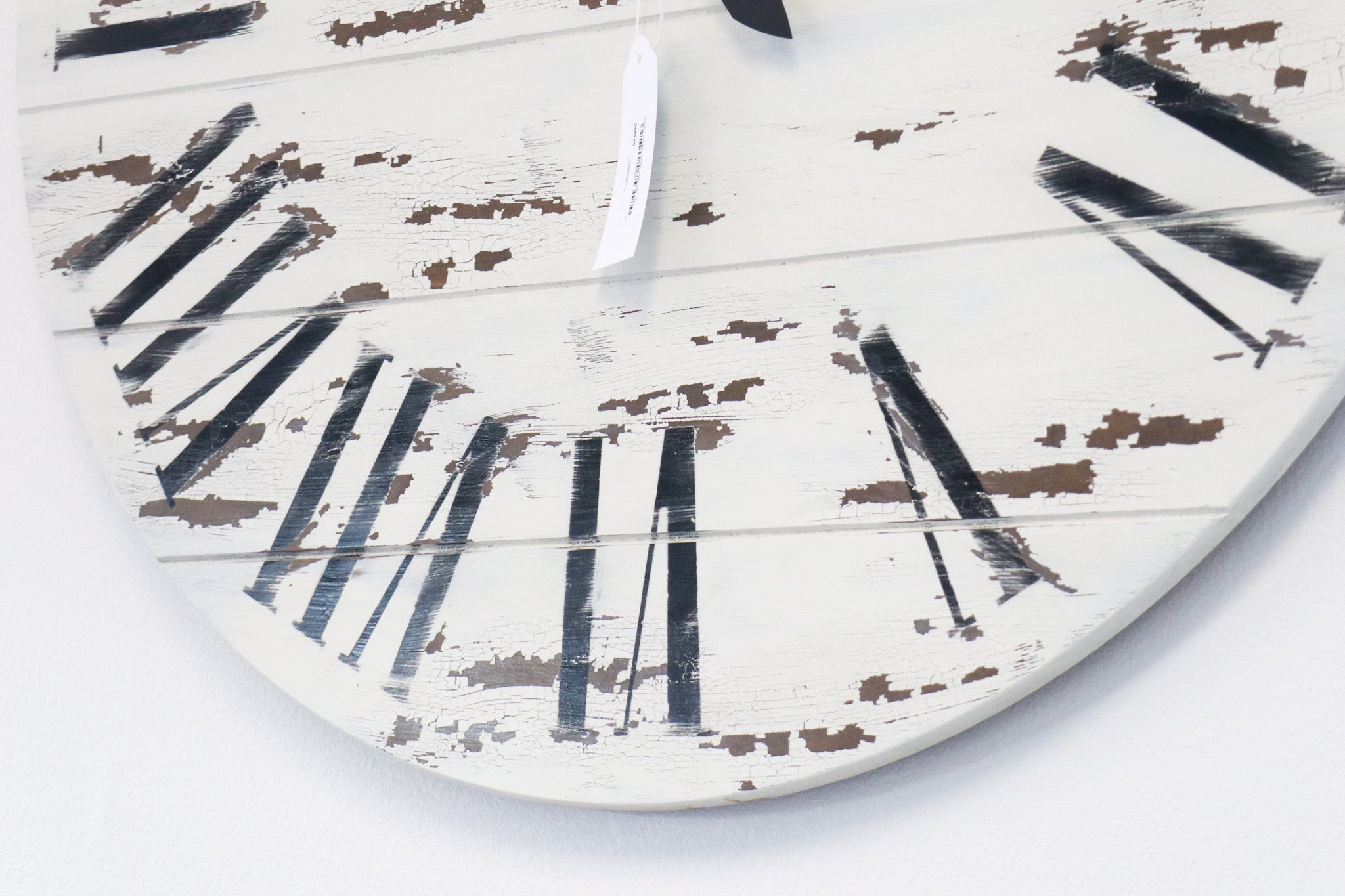 42" Farmhouse Style Large White Distressed Wall Clock with Black Roman Numerals (in stock) - Hazel Oak Farms