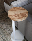 Medium Ash with Walnut Stain Round Industrial Side Table - Hazel Oak Farms